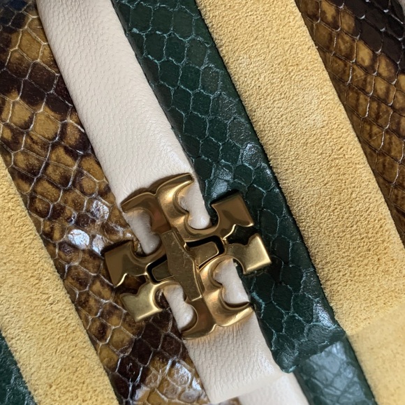 Authentic TORY BURCH Napa leather/Snakeskin/Suede turnlock flap Crosby - Picture 12 of 16